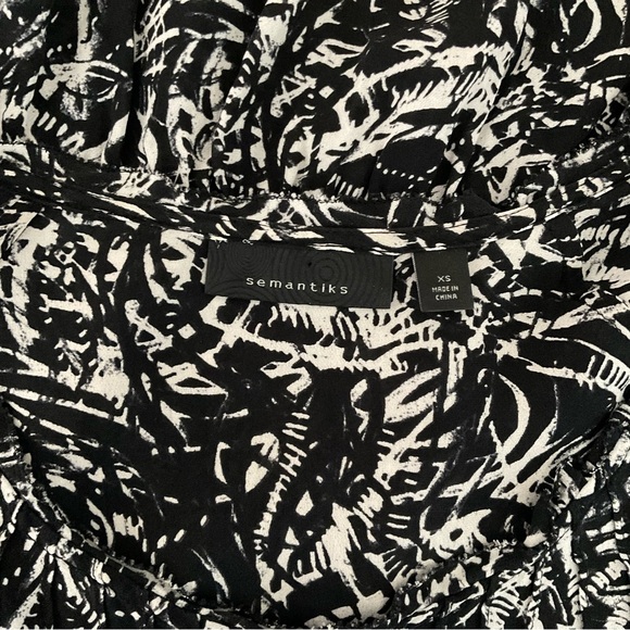 Semantiks Black & Cream 100% Silk Peplum 3/4 Sleeve Women’s XS Blouse - Picture 6 of 7